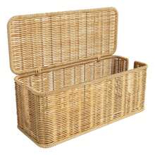 1 Hand-Woven Imitation Rattan Desktop Cable Organizer Box With Lid, Desktop Storage Basket, Power Cord Hider And Data Cable Manager, Suitable For Office Equipment - Multicolor - View 4