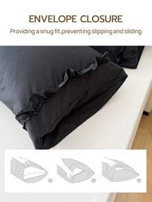 1pc 100% Polyester Solid Color Lace Long Pillowcase, Lightweight And Elegant, Soft As Clouds To The Touch, Suitable For Bedding And Sofa Decoration (Pillow Insert Not Included) - Black - View 8