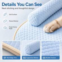 2026 New Summer Breathable Cooling Pet Bed, Comfortable With Raised Edges, Orthopedic Cooling Dog Bed, Soft Washable Dog Mattress, Non-Slip Washable Cooling Pet Mat, All Seasons Use, Suitable For Small, Medium, Large Dogs And Cats - Baby Blue - View 5