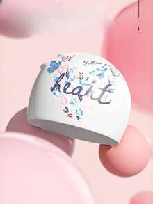 1PC Large Size Printed Swim Caps Comfortable Silicone Swimming Cap Long Hair Ear Protection Swimming Cap Pool Accessories - Multicolor - View 1