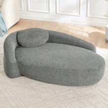 Minimalist Teddy Fleece Sofa With Rounded Design, Softly Padded Couch With Cushions, Versatile For Living Room, Bedroom And Studio. - 深灰色 - 查看 3