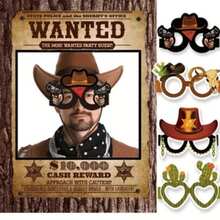 12pcs Western Cowboy Party Decoration Paper Glasses Props, Birthday Party Photo Props - View 4