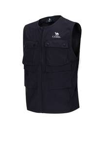 CAMEL CROWN Chaleco de verano para hombre para exteriores, transpirable, con protección solar, delgado, estilo de ropa de trabajo. - Fantasma negro - Ver 2