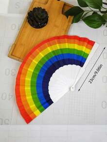 4 Rainbow Folding Fans, Featuring Classic Rainbow Stripes And White Fan Ribs Design. Lightweight And Easy To Open And Close, Effortlessly Bringing A Cool Breeze. Suitable For Summer Cooling, Party Performances And Rainbow Themed Events. Extremely Eye-Catching, Great For Photos. Room Decor, Party Decor, Wedding Decor, Classroom Decor, Red Blue White Birthday Decor - View 7