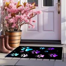 1pc Neon Paw Print Pattern Printed Kitchen Mat Non-Slip Floor Mat, Holiday Party Decoration Mat, Carpet, Non-Slip Oil-Proof Foot Mat, Quick-Dry Carpet, Suitable For Kitchen, Hallway, Bathroom, Laundry Room Home Decor - Multicolor - View 4