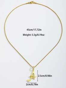 1Pc Great Fancy Retro Gold Color Rhinestone Cursive Initial Letter Pendant Necklace With Box Chain For Boys And GirlsDaily Jewelry Gift For HolidayRoad TripAmusement Park And Barbecue - Gold - View 4