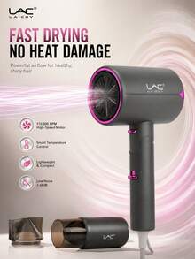 LAC Professional Ionic Hair Dryer 2000W, High-Speed Negative Ion Blow Dryer With Diffuser, Foldable Handle, Fast Drying Low Noise Hairdryer For Curly & Straight Hair, EU Plug - EU C Type Plug(220-240V) - View 1