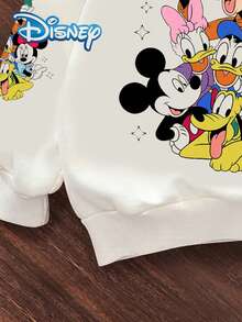 Sweatshirt Lengan Panjang Disney Targeted Development Musim Gugur Mickey Mouse Lucu dengan Pola Kartun Keluarga Disney Mickey, Minnie, Donald Duck, Daisy, Goofy, Sedikit Elastis, Cocok untuk Pakaian Sehari-hari Bayi dan Bayi Baru Lahir, Hadiah yang Bagus - Putih - View 5