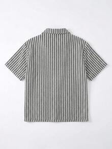 男士條紋短袖休閒百搭 Polo 衫 - 白色 - 查看 5