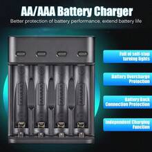 4-Slot USB Smart Battery Charger, Compatible With AA/AAA Rechargeable Batteries, Overcharge Protection, USB Powered (No Adapter Needed), Smart Technology And Compact Design, Suitable For Home/Office, Compatible With Smart Outlets And USB Ports - View 3
