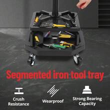 Rolling Garage Stool - Adjustable Height 330LBS Capacity, 360° Swivel Seat,   Double Tool Tray Storage, For Garage, Shop, Auto Repair - None 330 Lbs Round Frame Feet - View 3