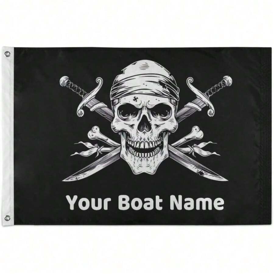2D Flat, 2D Door Banner, 1pc 2D Printing XPersonalied Boat Flag Custom Outdoor Flags 3x5ft Skull Pirate Flag Banner DIY Your Text Customied Gifts For Halloween Holiday Party (Single-Sided)701(3X5)(One Side Print) - 4*6 - 查看 1