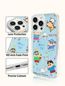 Miniso 可愛搞怪蠟筆小新手機殼，具備無線充電與磁吸功能。此系列手機殼輕巧、防滑且耐用，適合卡通與動漫風格，適用於夏季 iPhone 17 17Air 17pro 17promax 11 12 13 15 16pro 16promax 14Plus 15Plus 16Plus 15pro 16promaxXR，適合送給家人和朋友的節日禮物 - 無色 - 查看 3