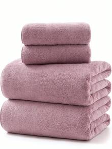 Toalla de casa/toalla de baño de felpa de coral minimalista de unicolor, suave, absorbente y de secado rápido - Gris - Ver 2