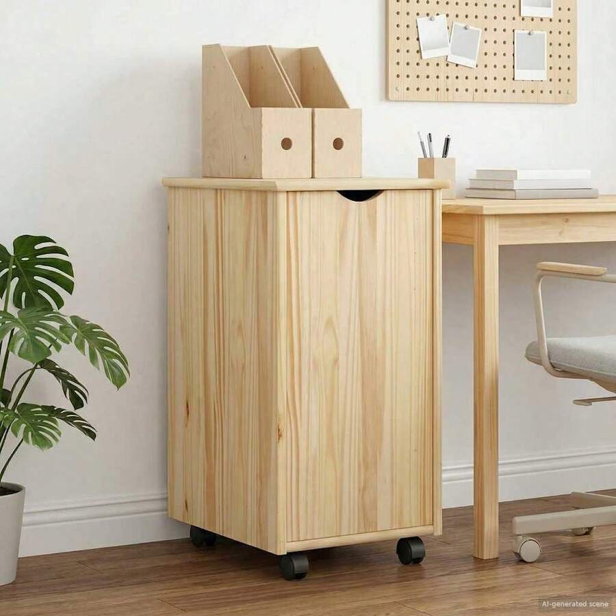 Carrello portaoggetti  marrone, 34 x 39 x 65,5 cm, in legno massello di pino. - Marron - Visualizzare 1