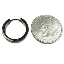 Stainless Steel Curved Face Round Hoop Men Earrings Silver Blue Rose Gold Black 20mm - cepillo para polvo de bronce - Ver 5