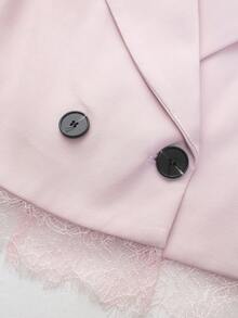 Lace Patchwork Loose Short Blazer Pink - Pink - View 4