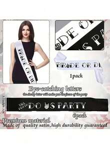 7pcs Hen Party Sash Set, Including 1pc White "Bride Or Die" Sash And 6pcs Black "Until Death Do Us Part" Sashes, Suitable For Bridal Shower, Wedding, Hen Party And Christmas Celebration - View 5