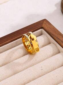 1 Set/2 Pcs/1 Pc Fashion Stainless Steel Zipper Bracelet, Zipper Ring, Women's Style, Rhinestone Inlaid, Lightweight Luxury Design, Wedding Jewelry Set - Multicolor - View 3