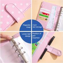 A6 Colorful Polka Dot PU Leather Zipper Cash Envelope Wallet, Multi-Pocket Budget Manager, Cash Storage Challenge System, Expense Tracking And Financial Goal Setting - A6 - View 6