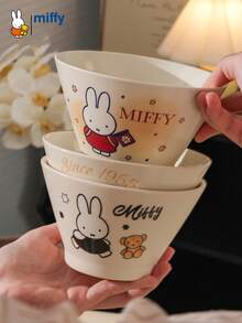 可愛 MIFFY 錐形陶瓷碗，帶喇叭邊緣與可愛釉下 MIFFY 圖案，適合日常用餐與甜點，耐用易清洗，送給卡通愛好者與年輕女性的甜美禮物 - 彩色 - 查看 7