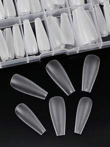 中號棺材形凝膠美甲甲片 120入 半霧面壓克力全覆蓋假指甲 透明 C型 穿戴式甲片 適用美甲接長 自用 DIY 沙龍 12種尺寸 - 無色 - 查看 4