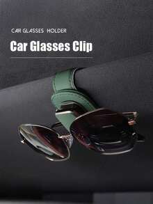 High-Quality PU Leather & Metal Car Sun Visor Glasses Holder - Universal Clip-On Design Fits 99% Of Vehicles, Strong Elastic Clip, Scratch-Resistant, Easy Installation, Holds Eyeglasses, Fashion Glasses & Documents, Compact & Stylish - A - View 5