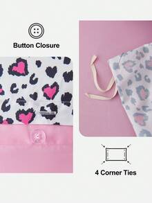 HONEYMOON 2/3pcs Leopard Print Duvet Cover Bedding Set, Button Closure, Four Corner Ties, Includes 1 Duvet Cover And 1/2 Pillowcases, No Duvet Insert, Cool Breathable Lightweight, Machine Washable, Anti-Pilling, Suitable For Twin, Full, Queen, King All Sizes, Back To School Essential, Oeko-Tex Certified - Multicolor - View 5