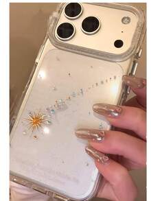 極簡 Ins 風彩色星球邊框設計手機殼，適用 17 Pro Max 16 Pro 15 Pro，防震保護殼，美感吸震防刮，薄型貼合，柔軟 TPU 相機保護，耐用防摔防指紋保護殼 - 無色 - 查看 5