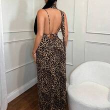 jianchaimaoyi02   Vestido sexy con estampado de leopardo y espalda descubierta para mujer - Rosa - Ver 3