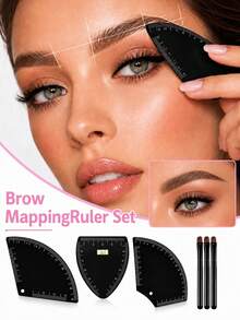 4pcs/1pc Eyebrow Shaping Ruler Set, Eyebrow Measuring And Shaping Tool Set, Includes Eyebrow Brush, Reusable Eyebrow Symmetry Ruler Template, Used For Eyebrow Positioning, Drawing, Trimming, Microblading, Makeup Beginners, Semi-Permanent Makeup Practice And Beauty Salon Beauty Tools - Multicolor - View 1