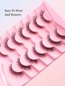 7 Pairs Of Natural Lashes Clear Band Eyelashes Reusable And Can Appreciate Sexy Eyes Suitable For Daily Wearing False Eyelashes,Lashes,Strip Lashes - 黑色 - 查看 6