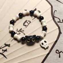 1pc Fashionable Elegant Chinese Style New Multifunctional Cute Black Cat Pattern Woven Bracelet, Suitable For Daily Wear, Unisex - Multicolor - View 11
