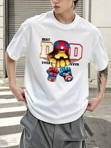 Marvel Marvel Comics Best Dad Ever Iron Man Graphic T Shirt 100 Percent Cotton Men's Clothes Men Shirt Summer Outfits Marvel Series Gifts For Men Streetwear Men - 白色 - 查看 1