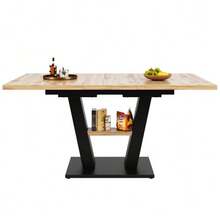 Telescopic Dining Table (118-157*70*75cm), Extendable Table, Kitchen Table, Extends From 118 To 157 Cm Thanks To Internal Extensions, For Kitchen And Living Room, Wood-Colored Dining Table - Natural Color - View 1