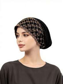 1pc Lace Rhinestone Embellished Turban Headwrap, Hair Accessory - One Size Fits All - View 7