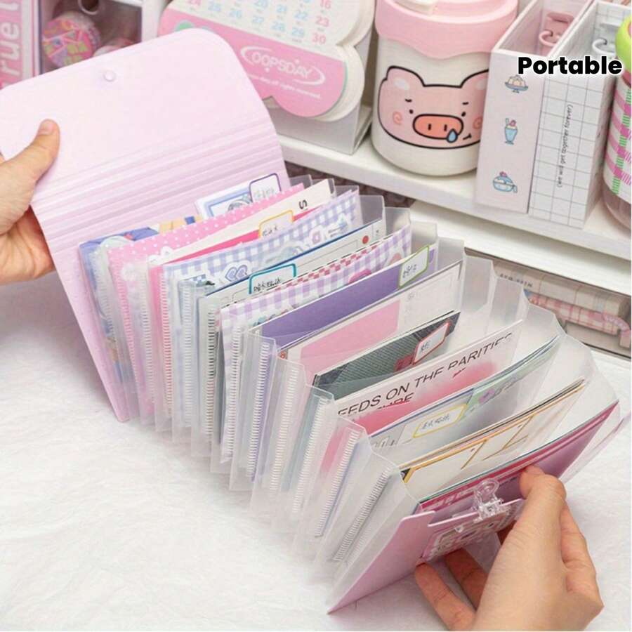 13-Layer A6 Accordion File Folder, Portable Expandable Solid Color Document Organizer Bag With Index Tabs, Multi-Function Expanding File Folder For Easy Document Storage, Multi-Layer Classification Label Folder, Bill File Bag,Back To School - Accordion File - View 1