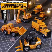 Construction Vehicle Doll Set, Includes 6 Vehicles And 8 Worker Figures, Push-Pull Doll Cars, Suitable For 3, 4, 5, 6, 7 Years Old Children's Birthday Gift - Multicolor - View 7
