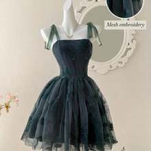 jianchaimaoyi02  MOD Vestido estilo retro con estampado floral rosa y cinturón con lazo - Verde Oscuro - Ver 1