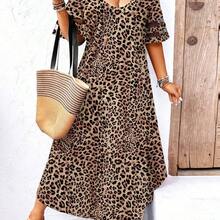 dagjydgfyja  Vestido maxi de mujer de talla grande con hombros descubiertos y mangas cortas - Verde - Ver 7