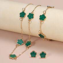 4pcs Lucky Clover Women Jewelry Set, Minimalist Elegant Alloy Accessories, Suitable For Birthday, Christmas, Holiday Celebration - Multicolor - View 12