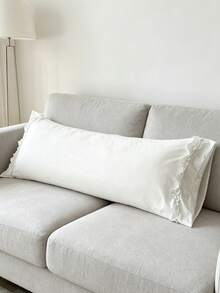 1pc 100% Polyester Solid Color Lace Long Pillowcase, Lightweight And Elegant, Soft As Clouds To The Touch, Suitable For Bedding And Sofa Decoration (Pillow Insert Not Included) - White - View 5