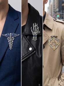 Luxury Rhinestone Eight-Pointed Star Brooches - Creative Pins For Man Casual Party Jewelry Accessories / Friends Gifts Badges Decoration - Men's Brooch - View 6
