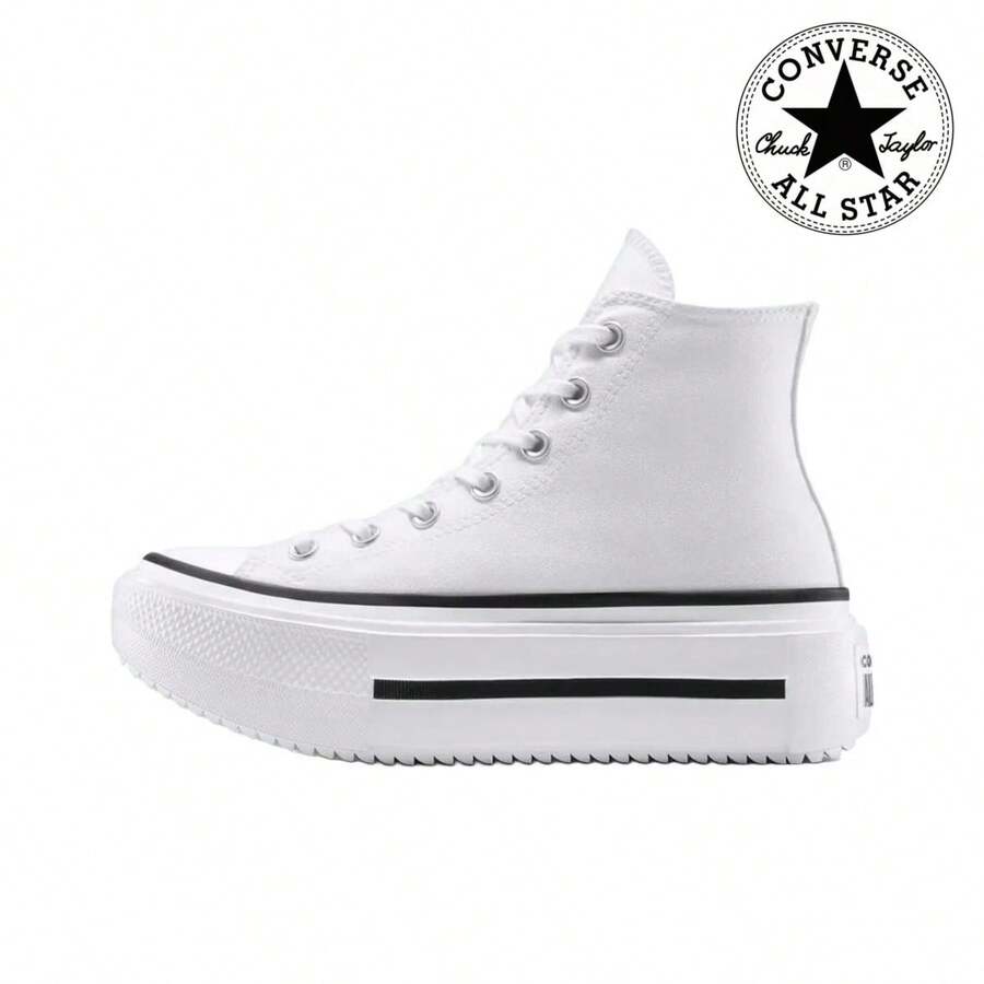 Converse All Star Lift Double Stack, scarpe in tela versatili, confortevoli e durevoli, alte, unisex, bianche. - A12976C - Visualizzare 1