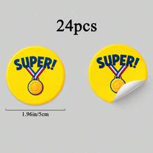 24/48pcs Super Medal Stickers, Yellow Round Stickers With Gold Medal And "S" Letter Design, Suitable For Party Decoration And Gift Wrapping, Office And School Supplies/Stationery Stickers/Graffiti Stickers - Round - View 10