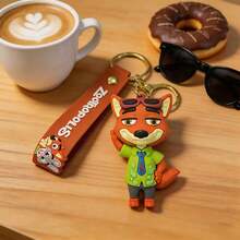 Miniso Disney Zootopia Cartoon Character Keychain Set, 3D Soft Cute Animal Design, Vibrant Color Matching, Playful & Energetic Style, Kawaii Fashion Accessory, Back-To-School Essential, Bag Charm Pendant, Everyday Lifestyle Scenes, - Style 1 - View 4