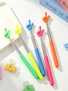 12/6/3/1pc Telescopic Teaching Rods, Accurate Finger Pointing Reading Guidance Tool, Durable ABS+Metal Adjustable Length Non-Slip Handle, Lightweight For Teachers, Kids, Classroom, Homeschool, Back To School Gift, Improves Focus & Prevents Myopia - Multiple Colors and Styles - View 2