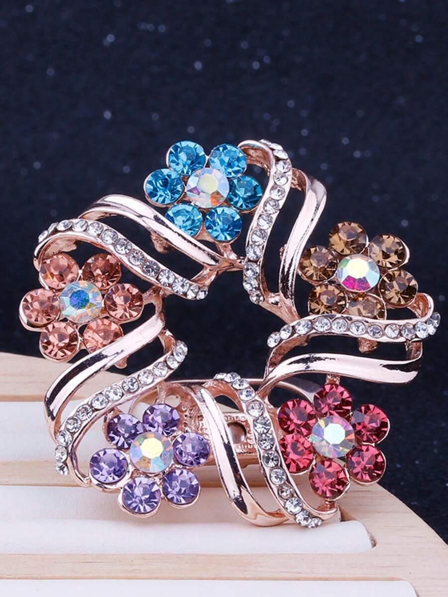 1pc Flower Shaped Scarf Brooch, Simple Elegant Silk Scarf Buckle Scarf Pin Scarf Clip Accessory - Multicolor - View 1