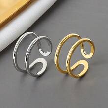 Minimalist Line Multi-Functional Women's Couple Silver Ring, Suitable For Minimalists, Party Gift - Silver - View 3