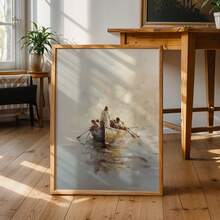 Decorative Christian Picture With Frame: Jesus In The Boat With The Disciples - Modern Christian Art - Unitary Framework - View 1